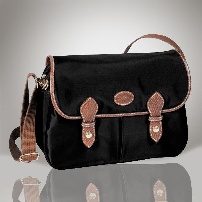 201305141515 Longchamp Black Le Pliage Messenger Bag 478