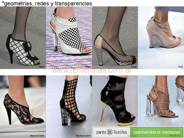 Zapatos con geometrias redes y transparencia