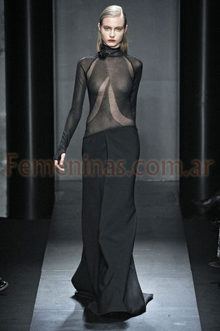 Vestido largo negro con transparencia Salvatore Ferragamo