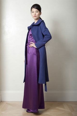 Vestido raso violeta tapado azul Barbara Tfank