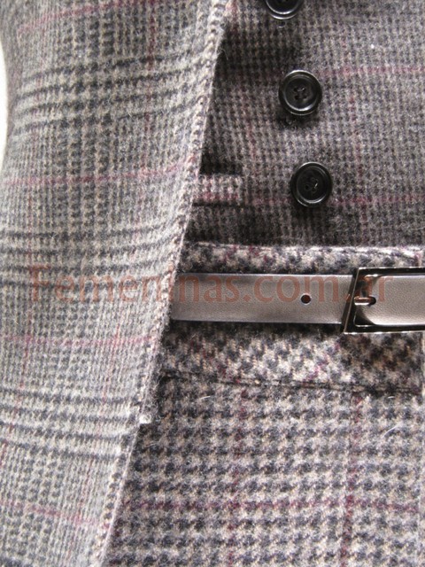 Vidrieras paris invierno 2011 akris blazer pantalon a cuadros tonos grises  saco gris con botones negros