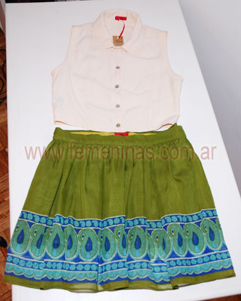 Chaleco de seda natural falda tela de sari Bimba Vintage