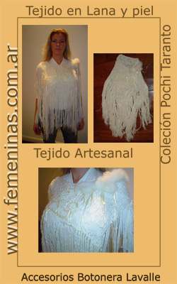 Poncho artesanal tejido en lana natural, para usar con jeans